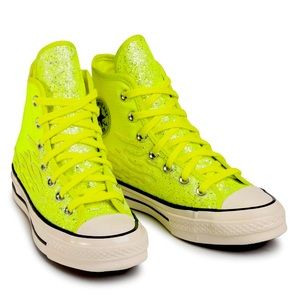 Lime Green Flame High Top Converse
